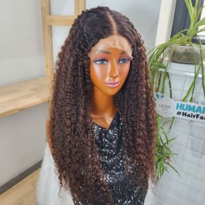 Premium Brown Kinky Curly Bulk Human Hair Wig – 100% Vietnamese Human Hair