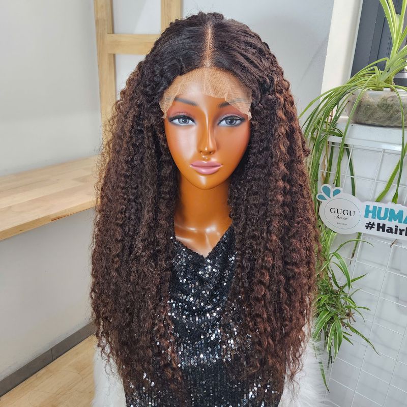 Premium Brown Kinky Curly Bulk Human Hair Wig – 100% Vietnamese Human Hair