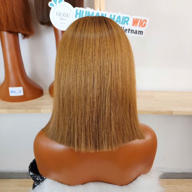 Super Double Drawn Ombre Brown Blonde Bob Wig Human Hair | GUGU HAIR