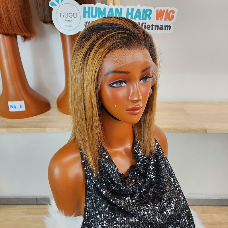 Best-Selling Front Lace Wigs Human Hair for Everyday Wear 9 Super Double Drawn Ombre Brown Bob Wig Human Hair 13x6 13x4 HD Lace Frontal Bob Wigs
