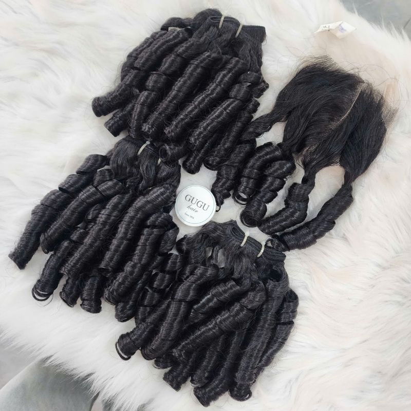 GUGU HAIR – Raw Vietnamese Human Hair Wig 93 Vietnamese raw bouncy curly hair weave