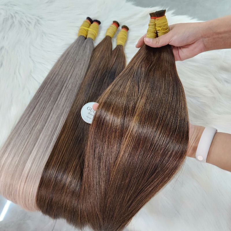 Straight Hair Extensions Natural Color Vietnamese 100% Raw Hair Quality