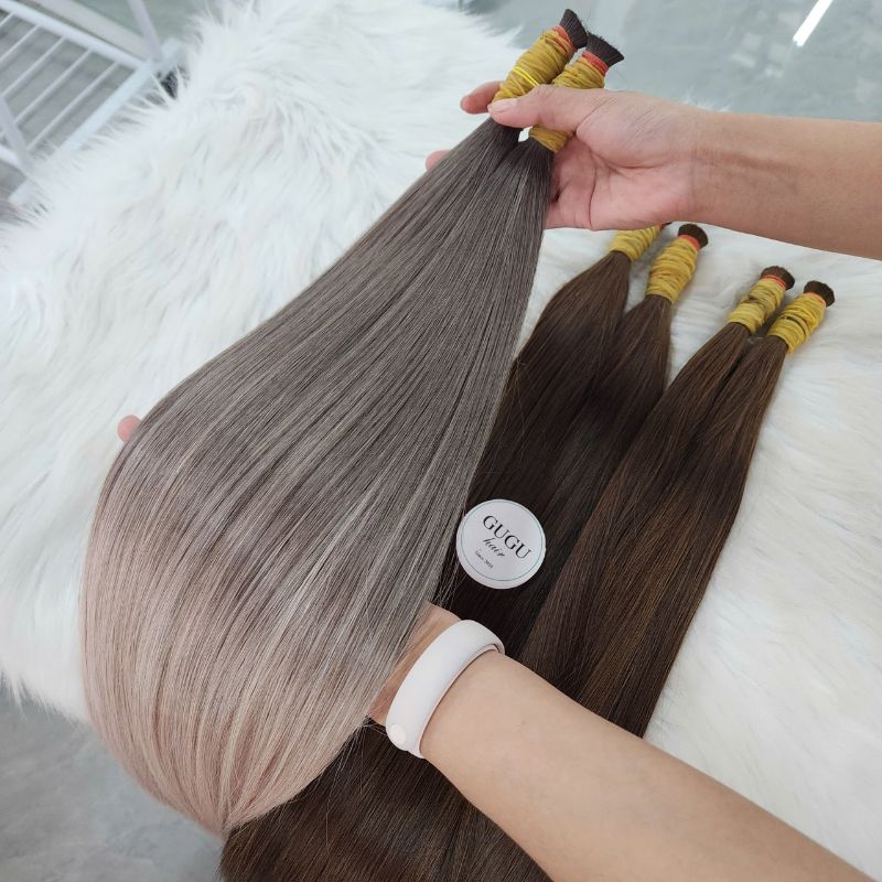 Straight Hair Extensions Natural Color Vietnamese 100% Raw Hair Quality