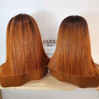 Orange Colored Bob Wig Short Straight Human Hair Glueless Wigs