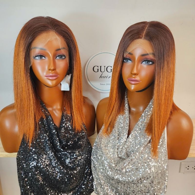 Glueless Bob Wigs – Ready to Wear, Beginner-Friendly & Natural Human Hair Styles 2 Orange Colored Bob Wig Short Straight Human Hair Glueless Wigs