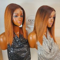 Orange Colored Bob Wig Short Straight Human Hair Glueless Wigs