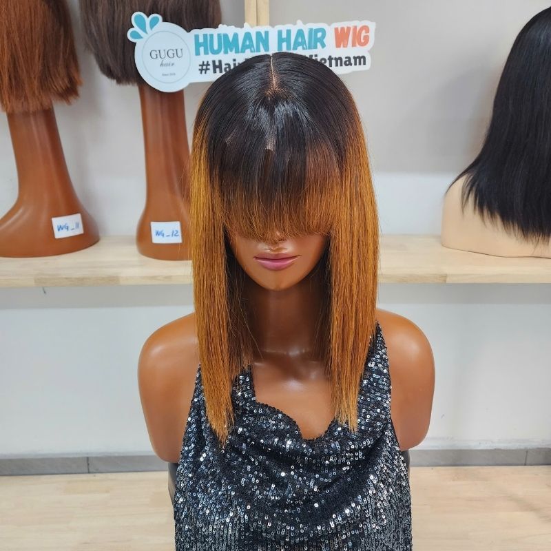 16 inch bob wig with fashion bang