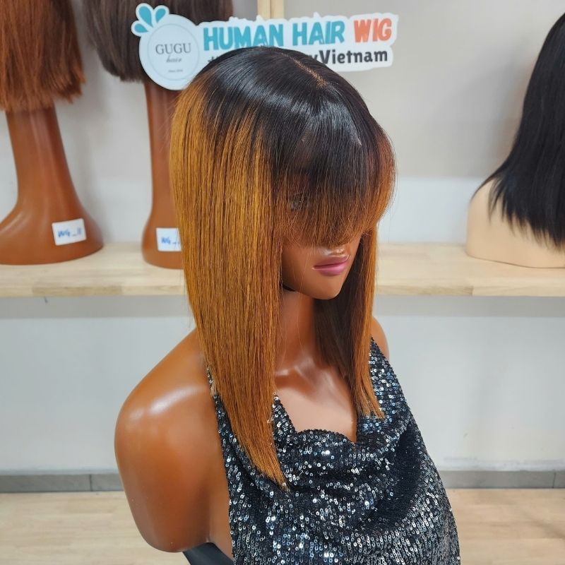 Short Wigs Human Hair Ombre brown Color