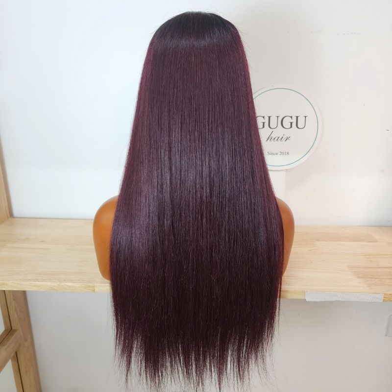 Bone straight – Burgundy dark root – Vietnamese Hair Factory, Best Quality Hair From Vietnam