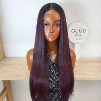 Bone straight – Burgundy dark root – Vietnamese Hair Factory, Best Quality Hair From Vietnam