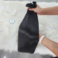 24 Inch Straight #1b Flat Tip Hair Extensions