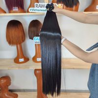 24 Inch Straight #1b Flat Tip Hair Extensions