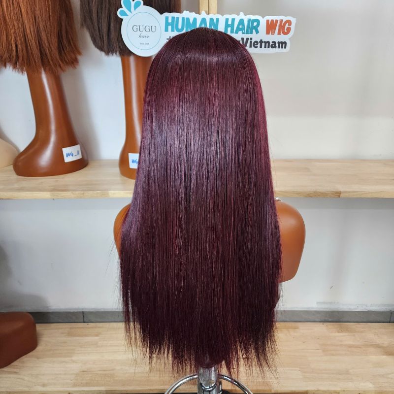 24 inch Burgundy Double Dawn Raw Human Hair Wig - Best Vietnam Human Hair Vendor