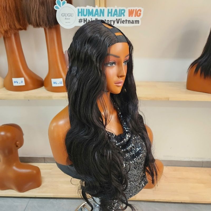 Vietnamese Hair 56 Body Wave Human Hair U Part Wigs for Black Women 28 inch Natural Black Color | Vietnamese Hair