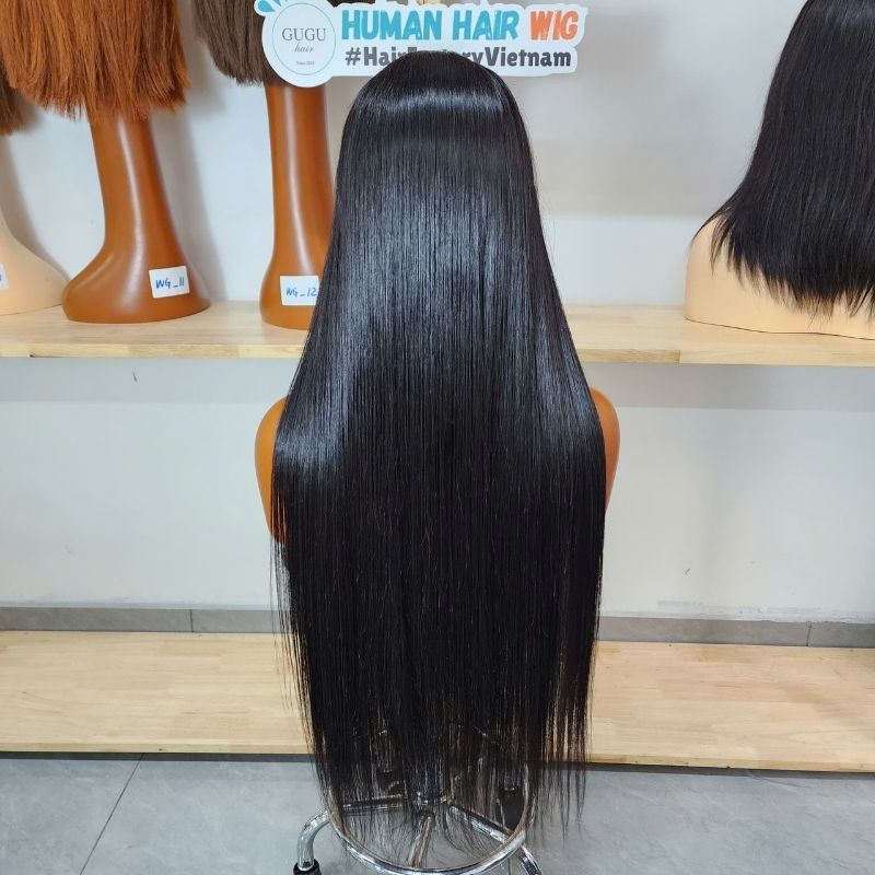 32 Inch Wig | Extra Long Human Hair Wigs Bone Straight 4X4 Lace Closure Wigs - Vietnamese Hair 9 32 Inch Black Silky Long Straight Lace Closure Wigs Human Hair 180 Density