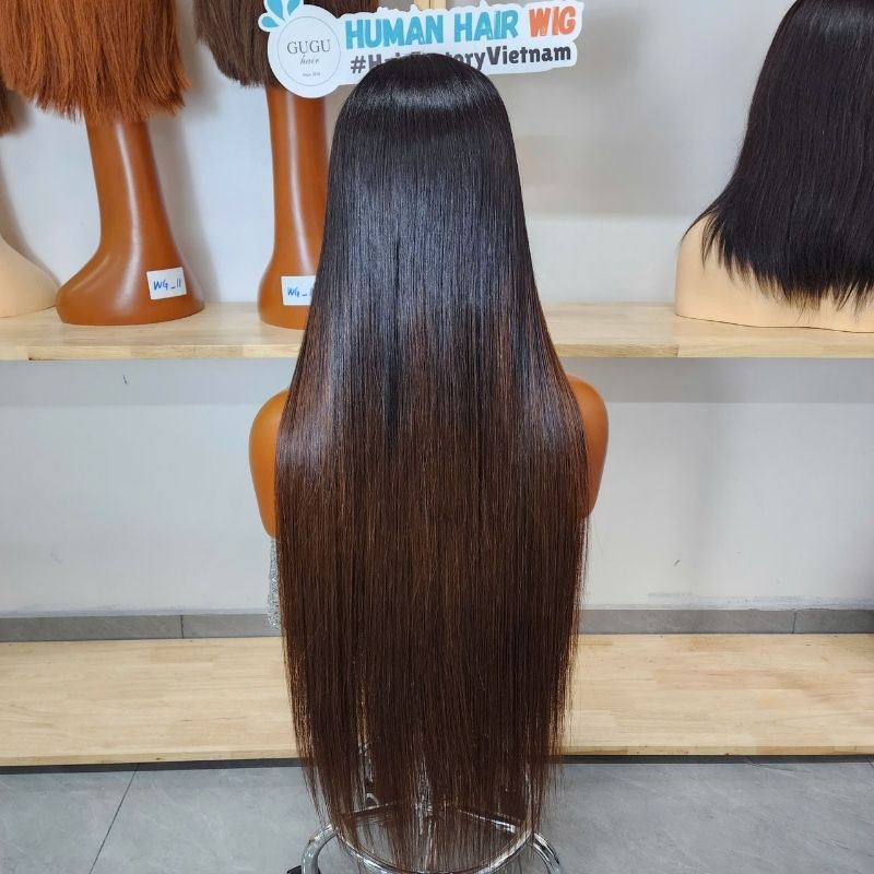 SDD Bone Straight Closure Wig - Ombre Brown 32 inch