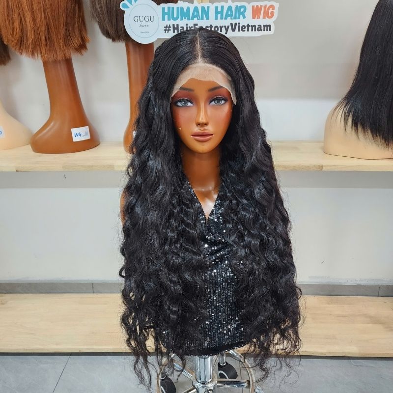 32 Inch Deep Wave Lace Closure Wigs Human Hair Pre Plucked 180% Density