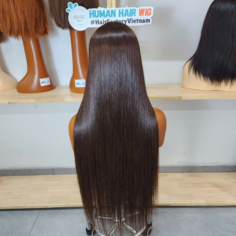 32 Inch Chocolate Brown Human Hair Wig 4x4 Bone Straight Lace Closure Wigs Human Hair 180 Density #4 Colored Brown Glueless Wig