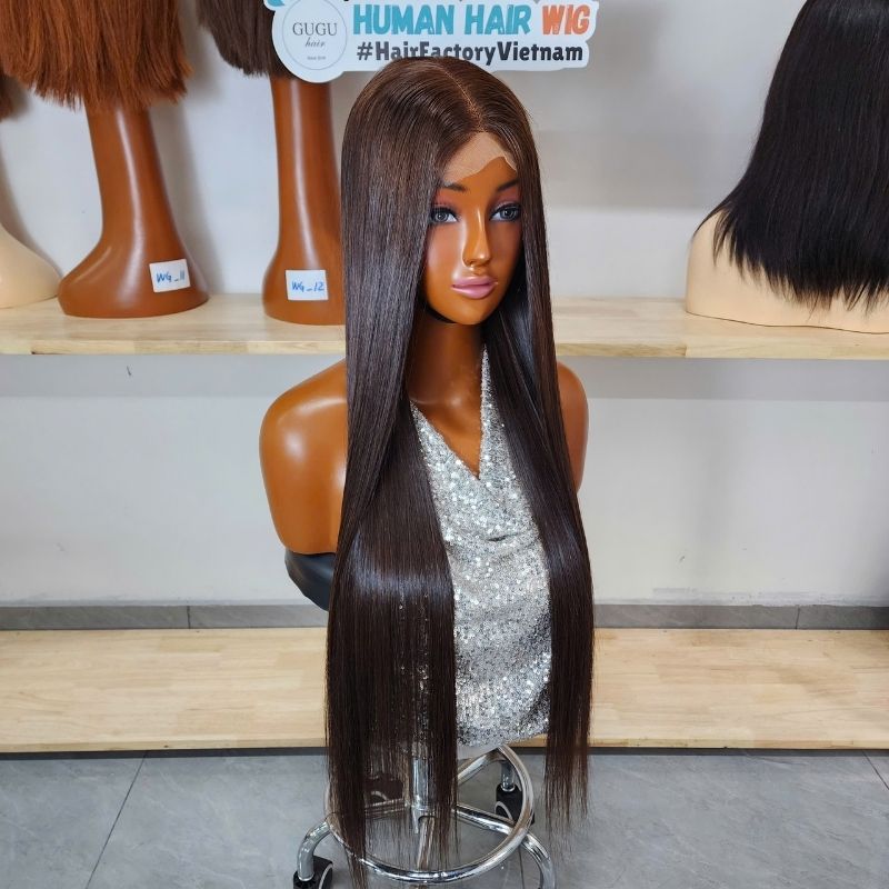 32 Inch HD Glueless Chocolate Brown Body Wave Lace Closure Wigs Human Hair Wig