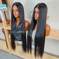 34 Inch Bone Straight 13x4 Lace Front Human Hair Wigs