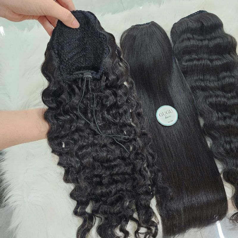 Black Pony-tail Human Hair Extensions Collection
