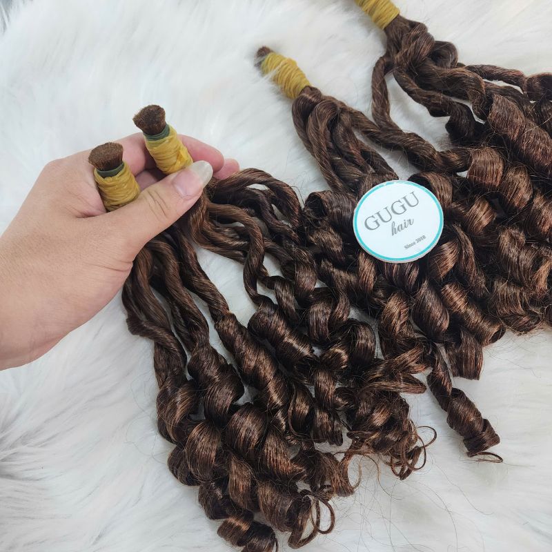 Brown Loose Bouncy Curly Bulk Hair