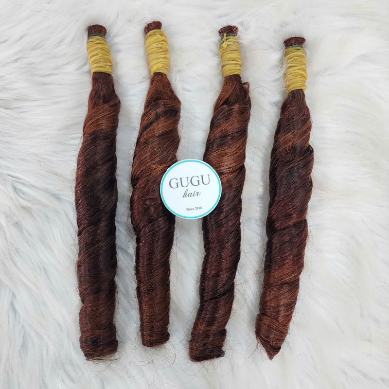 Orange Brown Spring Curly Bulk Hair Extensions