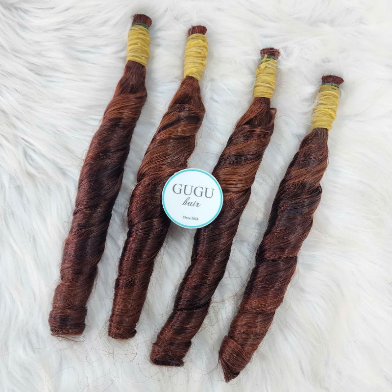 Orange Brown Spring Curly Bulk Hair Extensions