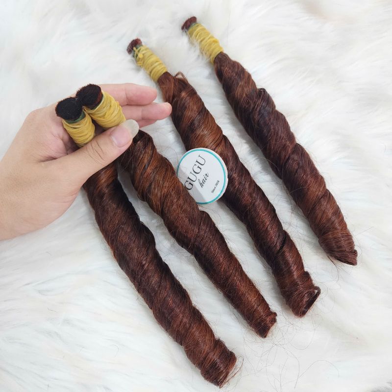 Orange Brown Spring Curly Bulk Hair Extensions