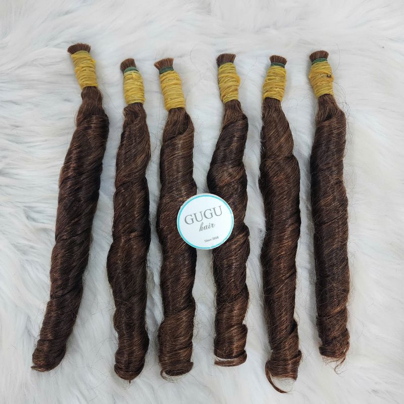 Chocolate Brown Spring Curly Bulk Hair Extensions