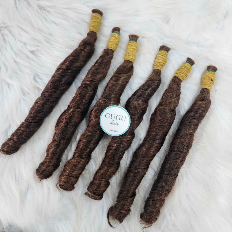 Chocolate Brown Spring Curly Bulk Hair Extensions