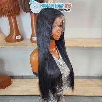 Double drawn full length 13x4 Transparent Lace Luxury Vietnamese Human Hair Black Bone Straight Wig