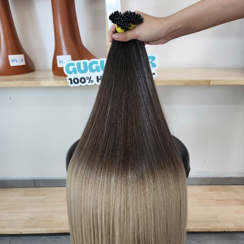 Luxury Espresso Melt Blonde Lush Straight I-tip From Best Raw Vietnamese Human Hair Extensions