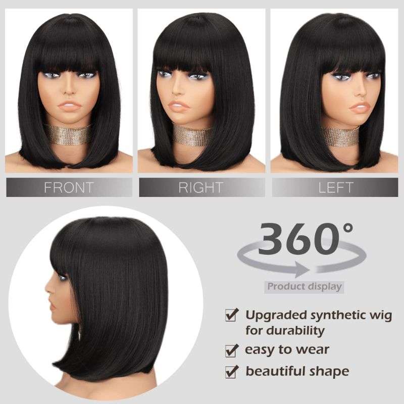 Black Bob Wigs – The Power of Natural Black in Its Most Timeless Form 14 Sleek Straight Bob Wig for Everyday Glam