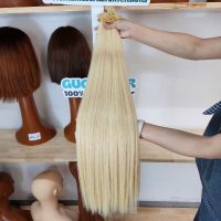 Wholesale flat tip hair extensions blonde color - vietnamese hair