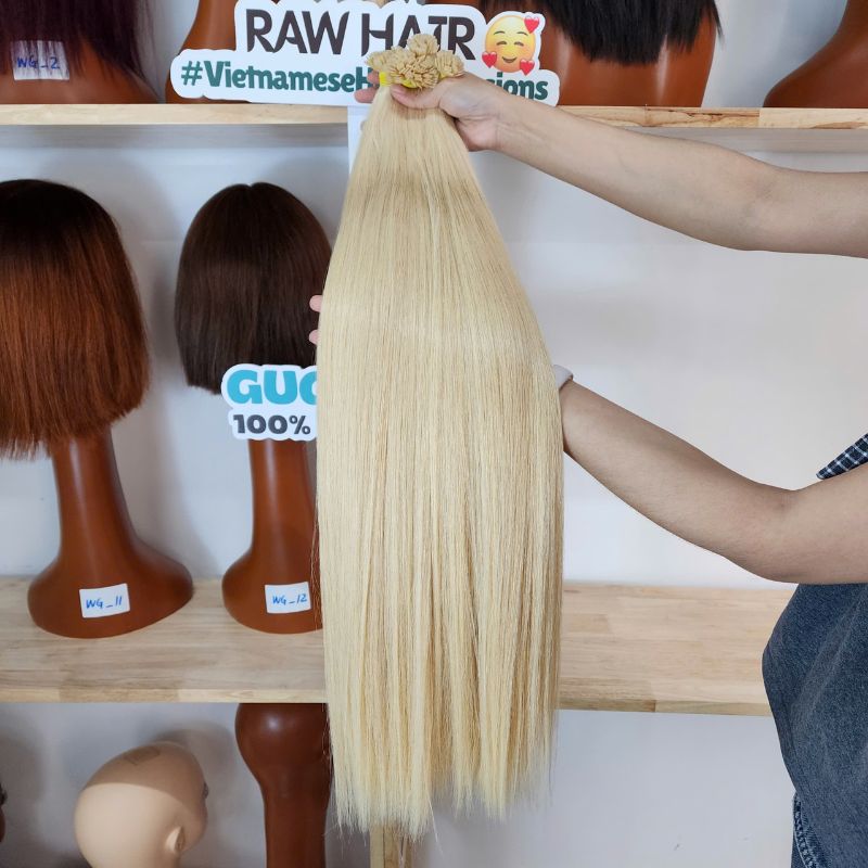 Wholesale flat tip hair extensions blonde color - vietnamese hair