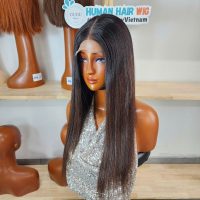Wig Natural Brown Black Root HD Lace 24″ Full Volume Premium Quality Human Hair