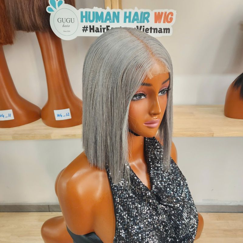 8 inch bob wig - gray best bob wig human hair