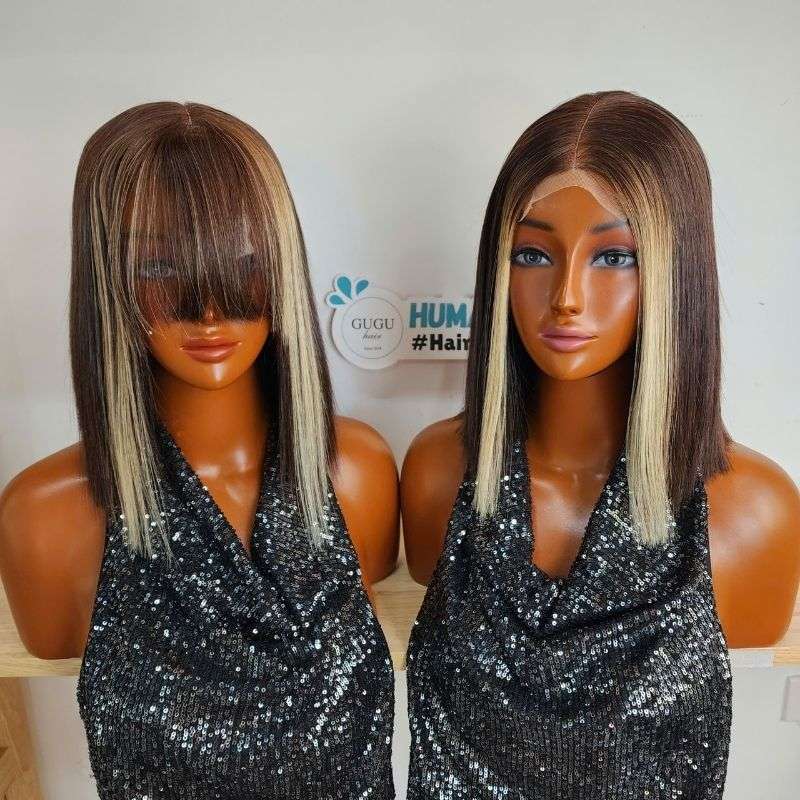 10 Inch #4 Highlight #613 Color Human Hair Bob Wigs