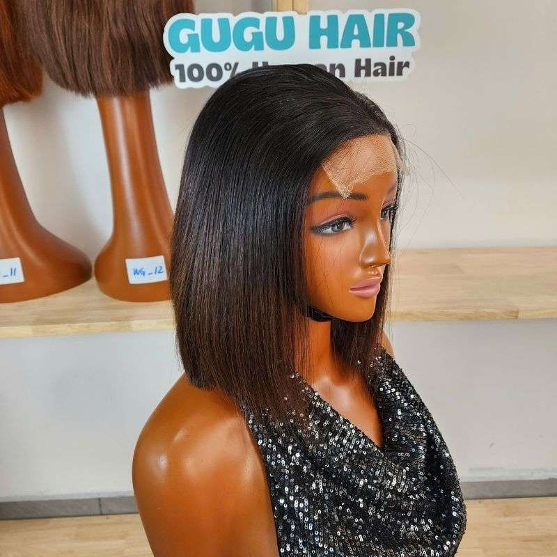 10 Inches Closure 4x4 Silky Bone Straight 180 Density Vietnamese Human Hair Wig 100% Dark Brown color Bob