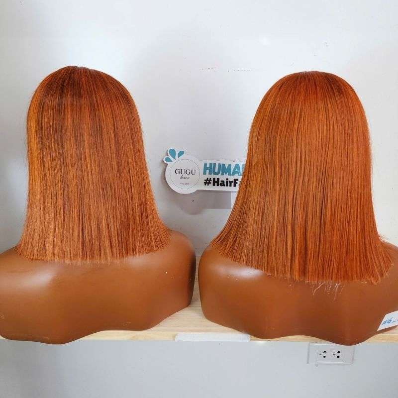 GUGU HAIR – Raw Vietnamese Human Hair Wig 19 14 Inch Ginger Orange Bob Wig