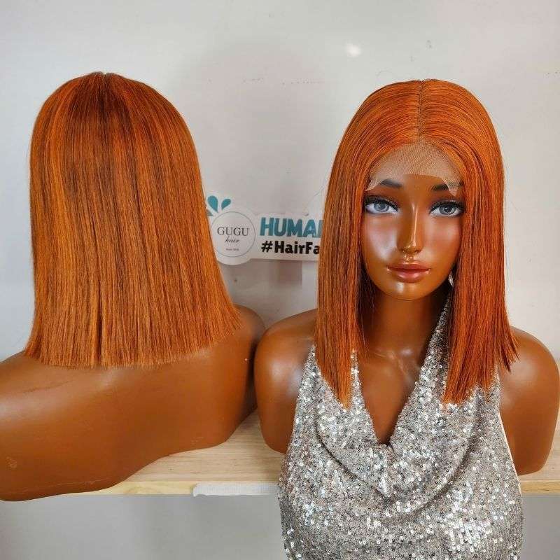 GUGU HAIR – Raw Vietnamese Human Hair Wig 20 14 Inch Ginger Orange Bob Wig