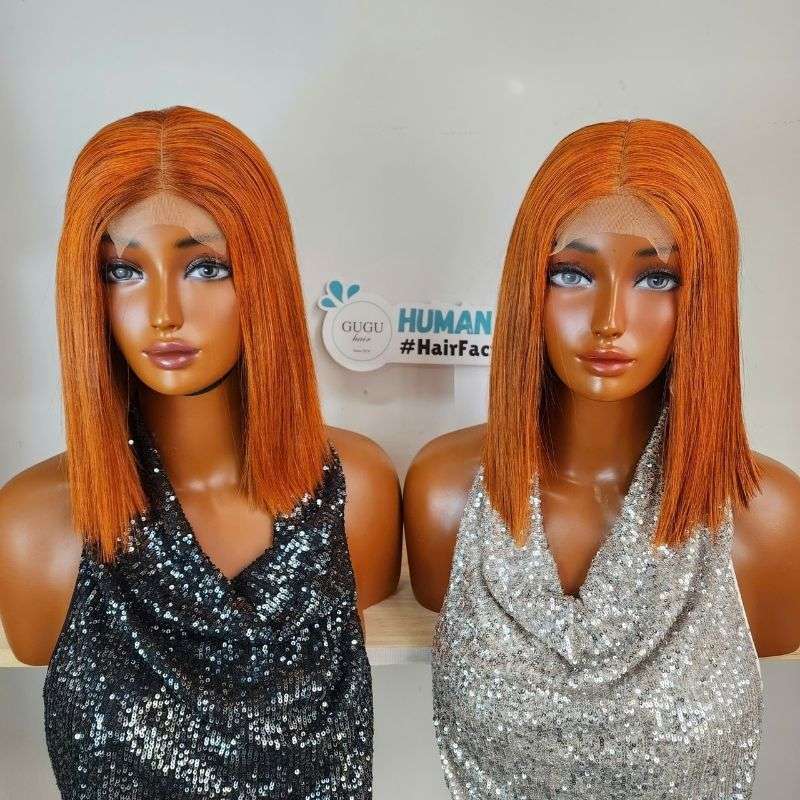 14 Inch Ginger Orange 5x5 HD Lace Closure Vietnamese Human Hair Bob Wig | GUGU HAIR 4 14 Inch Ginger Orange Bob Wig