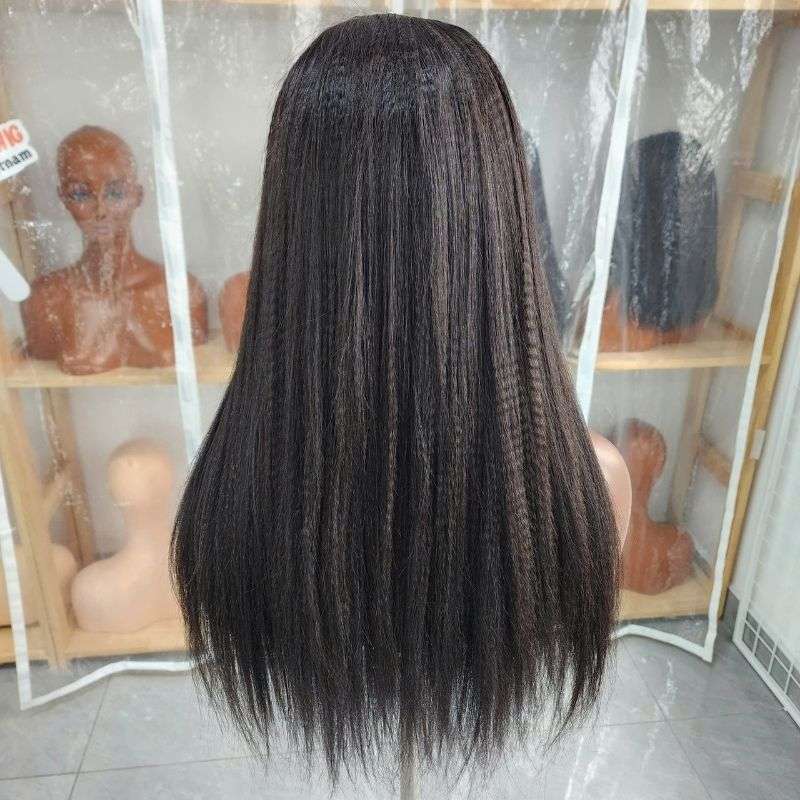 22 Inch Dark Brown Double Drawn Human Hair Wig