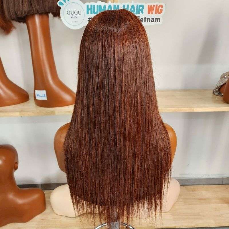 24 Inch Luxury Ginger Brown Bone Straight Human Hair Wig 4 24 Inch Luxury Ginger Brown Bone Straight Human Hair Wig