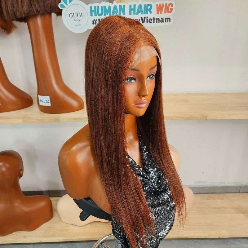 24 Inch Luxury Ginger Brown Bone Straight Human Hair Wig 3 24 Inch Luxury Ginger Brown Bone Straight Human Hair Wig