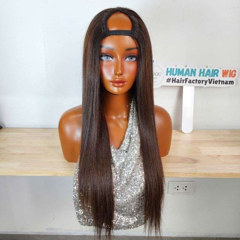 What Are Different Types Of Human Hair Wigs For Beginners? 7 28 Inch Brown U part Human Hair Wig 2