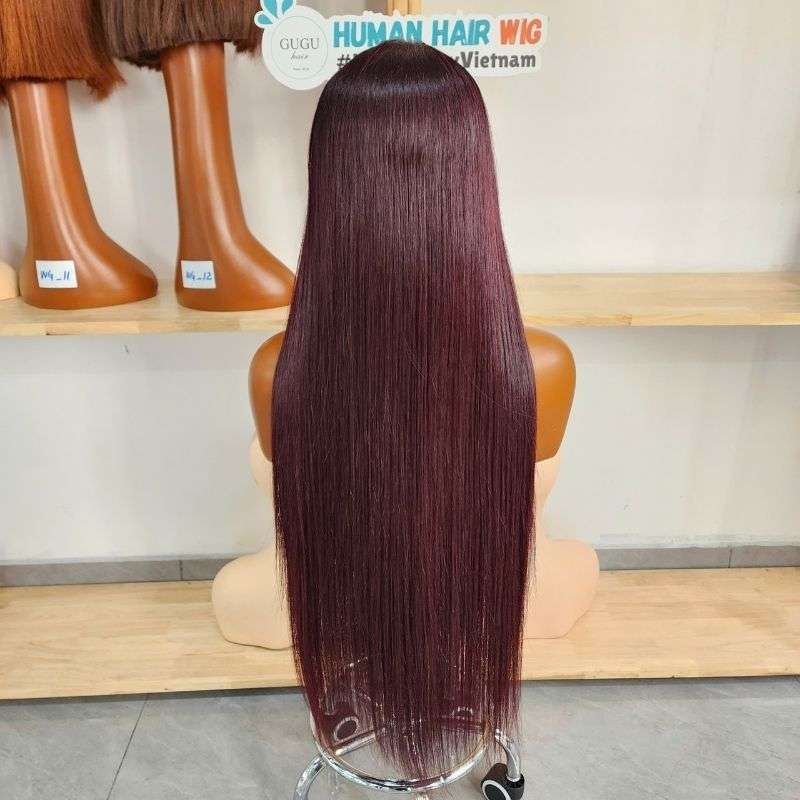 30 Inch Burgundy Double Drawn Virgin Human Hair Wig