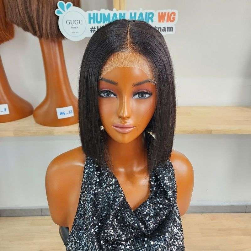8 inch Black Short Bob Wig - Human Hair Wig