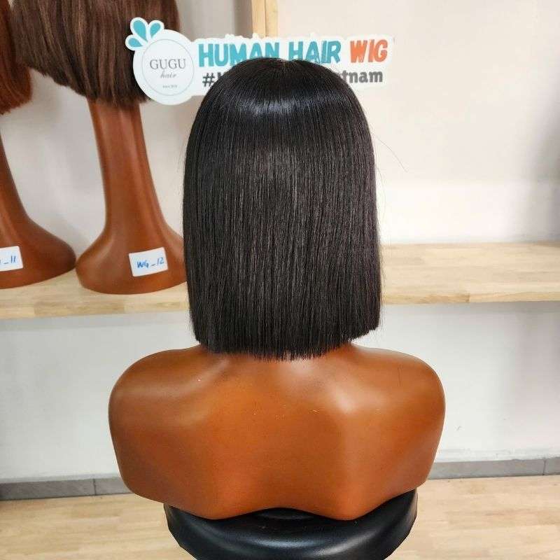 8 inch Black Short Bob Wig - Human Hair Wig